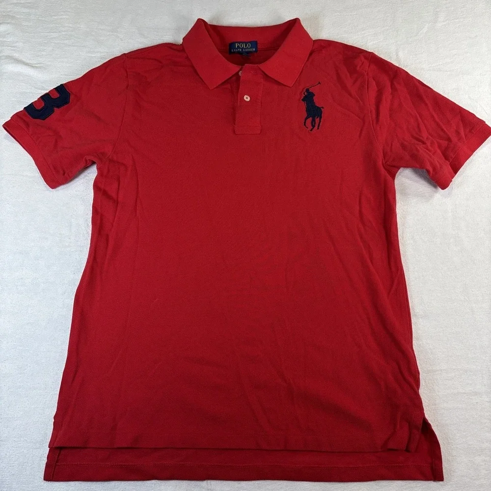 Polo Ralph Lauren Boys xL Custom Fit Big Pony Polo Shirt Red Golf Summer #3